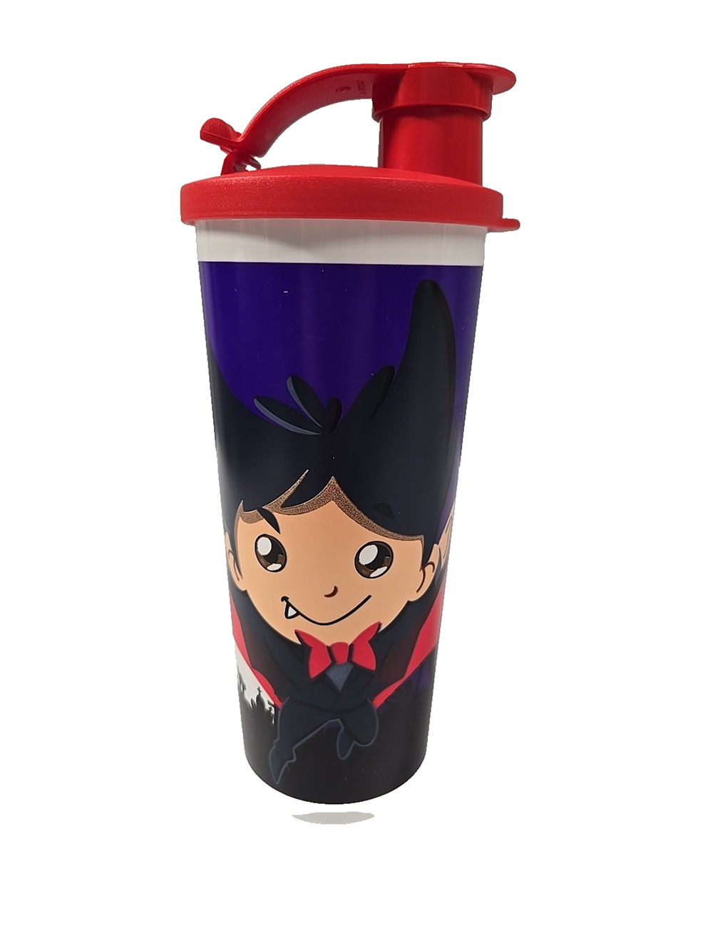 Tupperware Tumbler 16oz Halloween Vampire Purple Flip Top New Open
